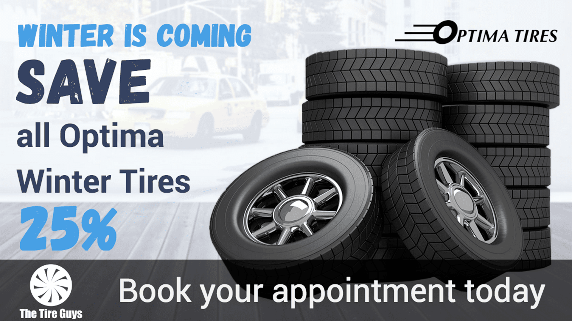 Use your ScreenScape digital signage to promote specials and sales to your customers A promotional image used to sell tires on digital displays