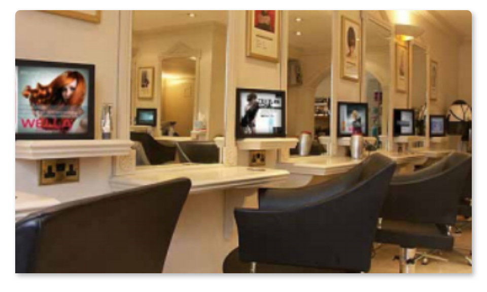 Wella uses their ScreenScape digital signage to market to their customers in-house Wella uses their ScreenScape digital signage to market to their customers in-house